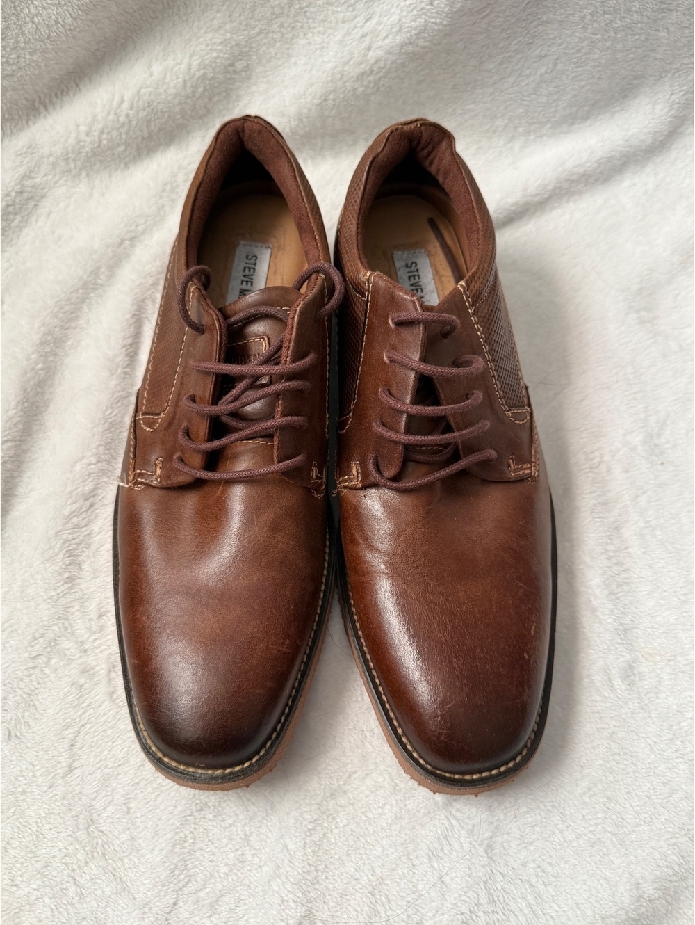 Steve Madden P-STIRR Mens 8.5 Brown Leather Oxford Shoes